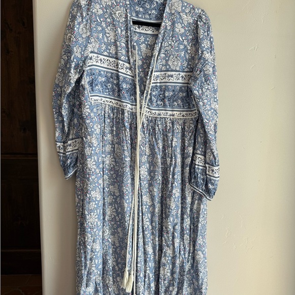 R. Vivimos Floral Blue Midi Boho Dress size L - Picture 3 of 4